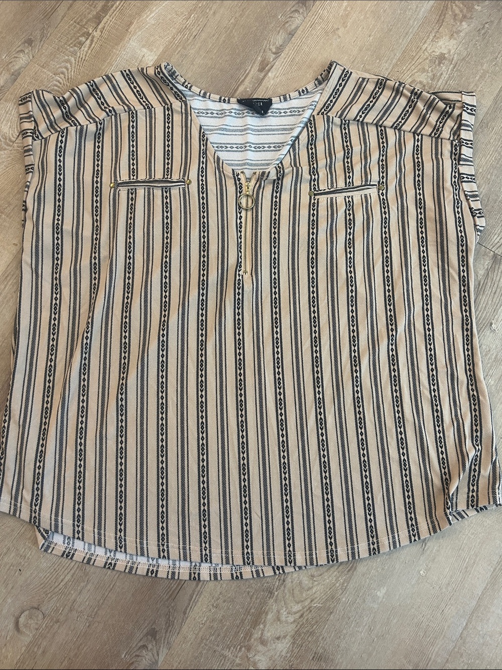 Striped Beige and Black Womens Blouse